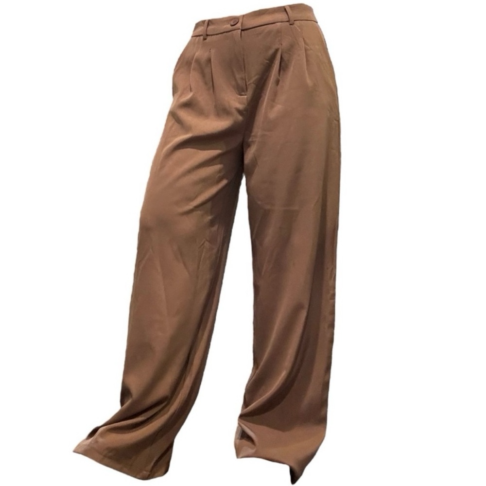 Wide Leg High-Rise Pants in Brown